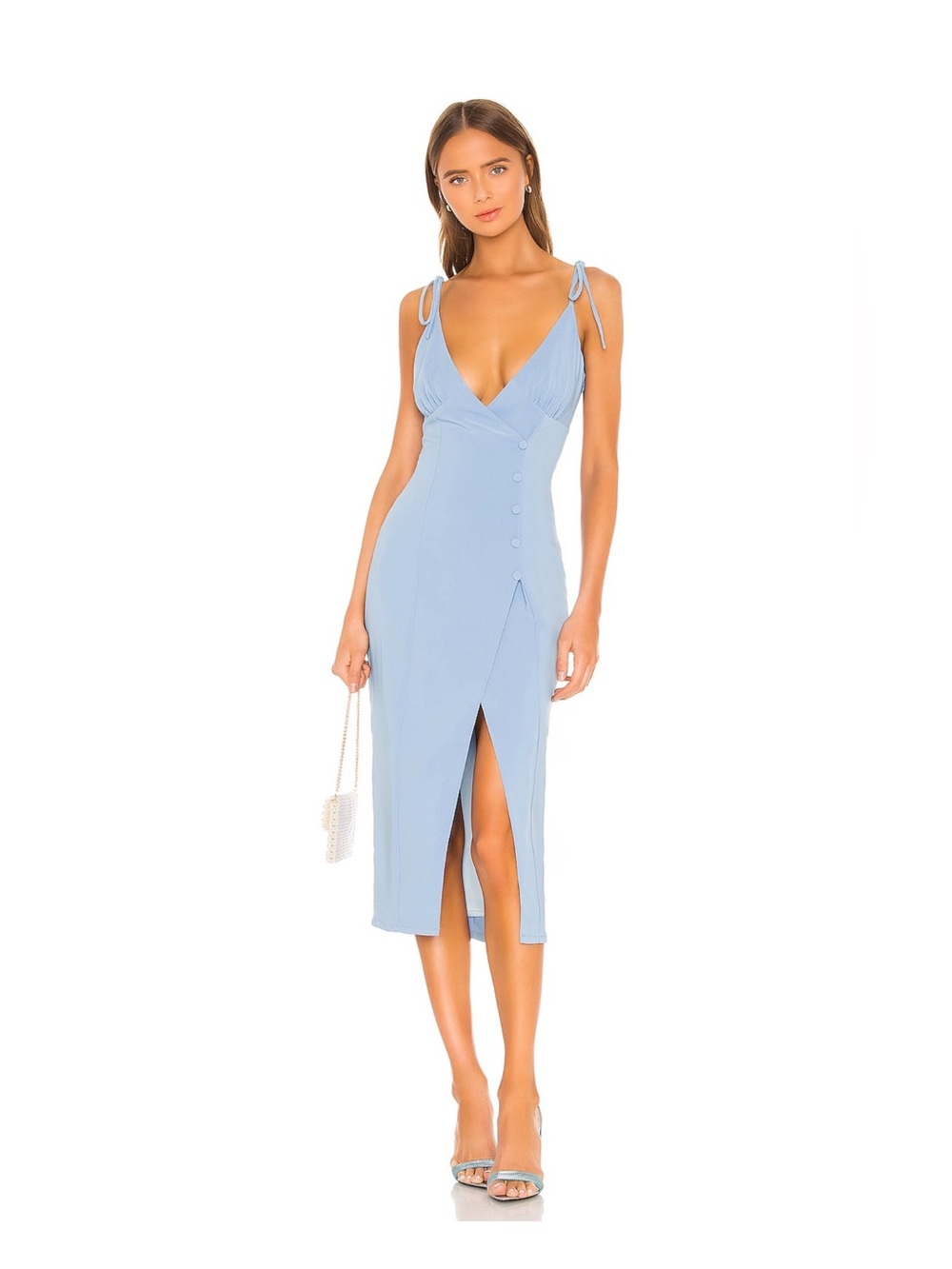 Camila Coelho Sky Blue Tie-Shoulder Midi Dress NWT